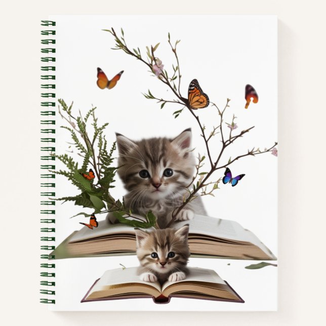 Enchanted Bookish Kitten Spiral Notebook Notizbuch (Vorderseite)