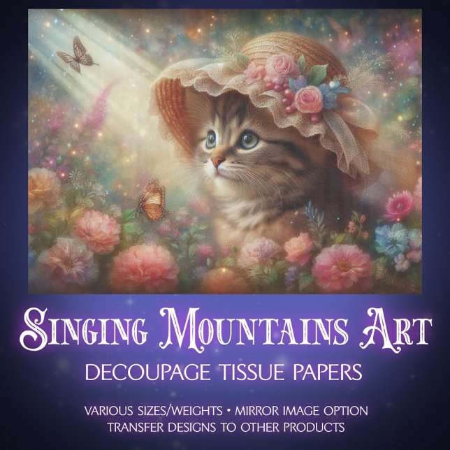 Enchanted Butterfly Garden and Cat Decoupage Seidenpapier (Von Creator hochgeladen)