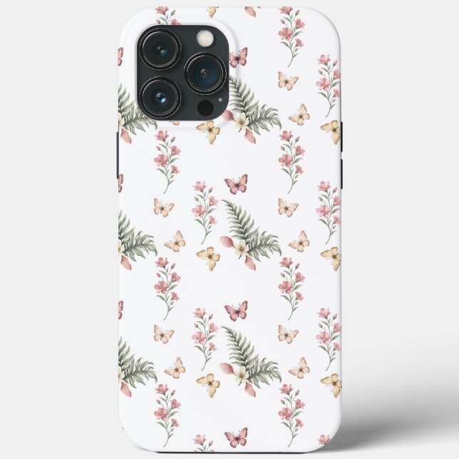 Enchanted Butterfly Garden Romantic Floral Pattern Case-Mate iPhone Hülle (Rückseite)