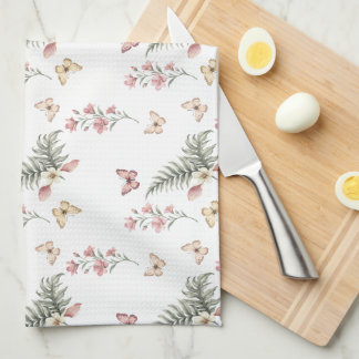 Enchanted Butterfly Garden Romantic Floral Pattern Geschirrtuch