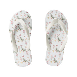 Enchanted Butterfly Garden Romantic Floral Pattern Kinderbadesandalen