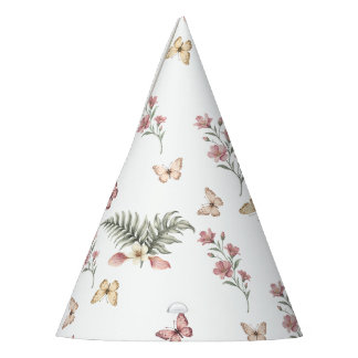 Enchanted Butterfly Garden Romantic Floral Pattern Partyhütchen