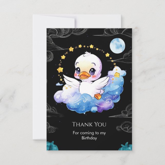 Enchanted Children Duck Birthday Dankeskarte (Vorderseite)