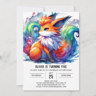 Enchanted Digital Fox Geburtstag Einladung