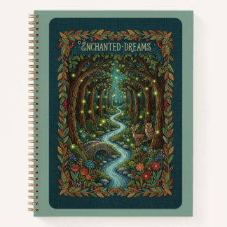 Enchanted Dreams Embroidered Mystical Forest Notizbuch