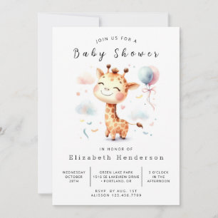 Enchanted Editable Giraffe Baby Shower Einladung