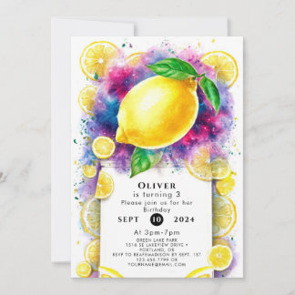 Enchanted Editable Lemon Birthday Einladung
