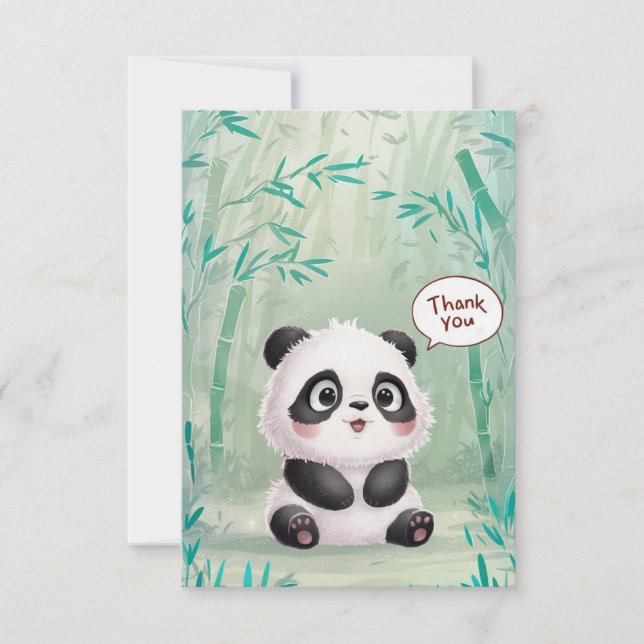 Enchanted Elegant Panda Dankeskarte (Vorderseite)