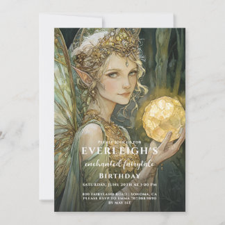 Enchanted Emerald Forest Fairy Birthday Einladung