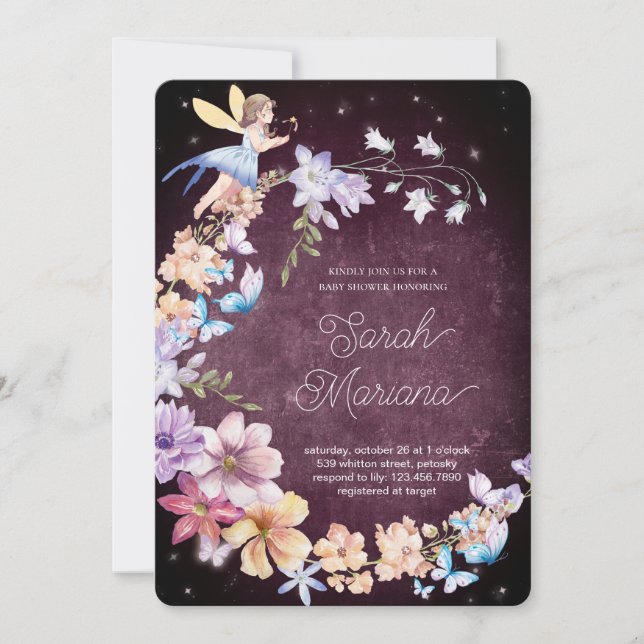 Enchanted Fairy Baby Shower Einladung (Vorderseite)