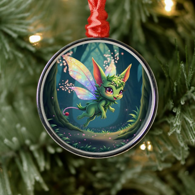 Enchanted Fairy Critter – Magical Forest Sprite  Ornament Aus Metall (Baum)