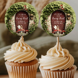 Enchanted Fairy First Birthday Thank You  Runder Aufkleber