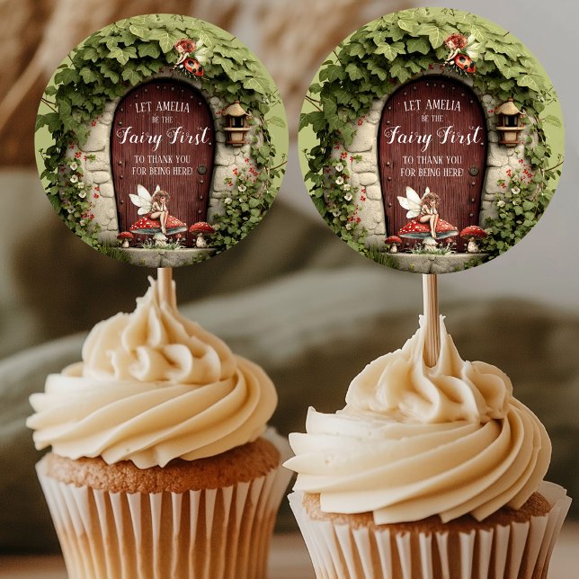 Enchanted Fairy First Birthday Thank You  Runder Aufkleber (Enchanted Fairy First Birthday Thank You Classic Round Sticker)