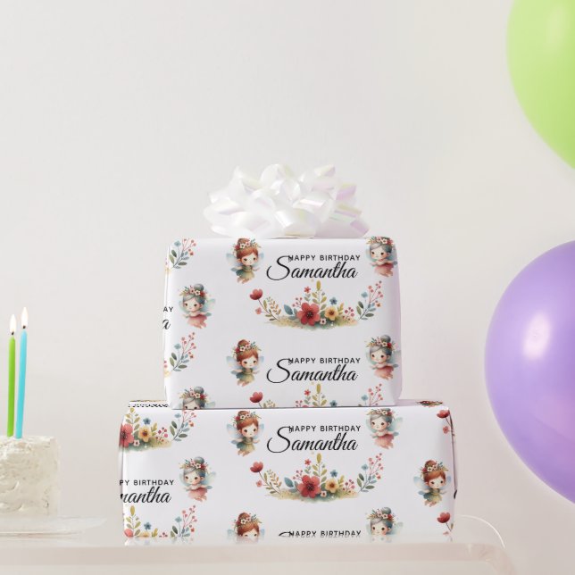 Enchanted Fairy Garden Girl Birthday Party Geschenkpapier (Partygeschenke)