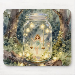 Enchanted Fairy in a Jar in a Magical Forest Mousepad
