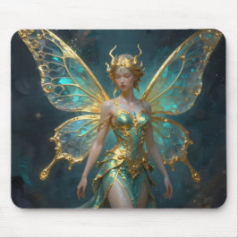 Enchanted Fairy in Gold and Turquoise Mousepad