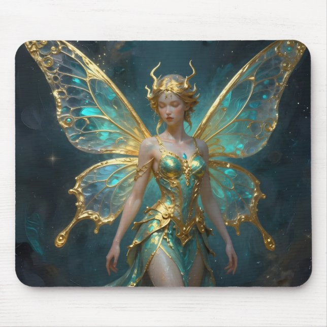 Enchanted Fairy in Gold and Turquoise  Mousepad (Vorne)
