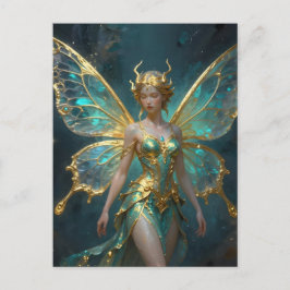 Enchanted Fairy in Gold and Turquoise Postkarte