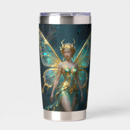 Enchanted Fairy in Gold and Turquoise Thermobecher
