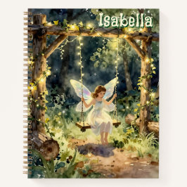 Enchanted Fairy on a Swing in a Magical Forest Notizbuch