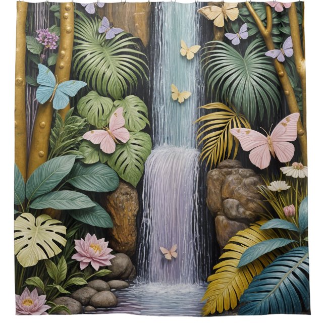 Enchanted Falls Oasis Duschvorhang (Vorderseite)