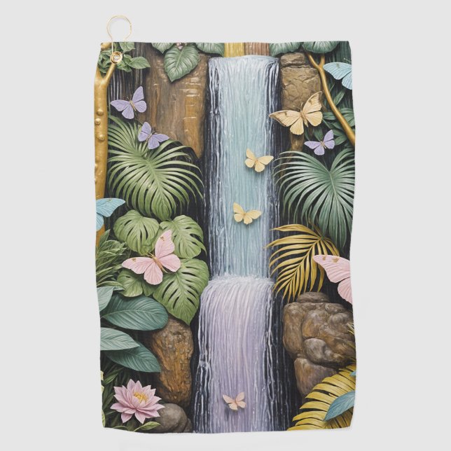 Enchanted Falls Oasis Golfhandtuch (Vorderseite)