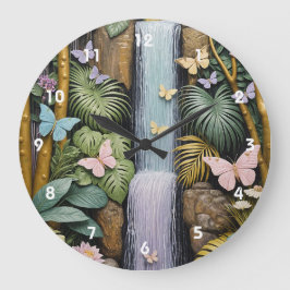 Enchanted Falls Oasis Große Wanduhr