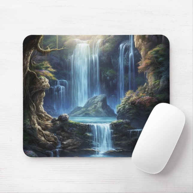 Enchanted Fantasy Waterfall Dreamscape  Mousepad (Mit Mouse)