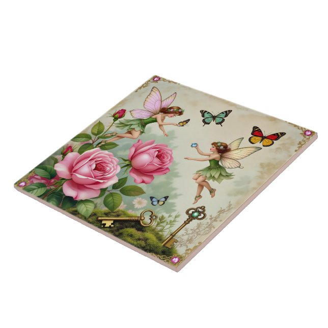 Enchanted Flroral Fairies Garden Fliese (Seite)