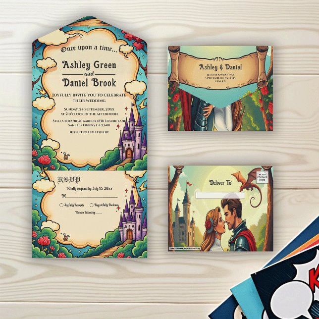 Enchanted Forest Castle Woodland Fairytale Wedding All In One Einladung (Von Creator hochgeladen)
