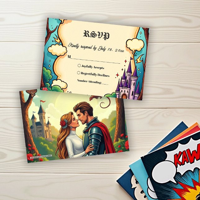 Enchanted Forest Castle Woodland Fairytale Wedding RSVP Karte (Von Creator hochgeladen)