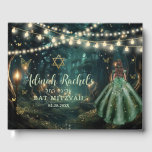 Enchanted Forest Emerald Green Star Bat Mitzvah Gästebuch<br><div class="desc">Lassen Sie sich von Ihrem besonderen Tag für die Jahre verzaubern und genießen Sie ein individuelles Gästebuch. Mit einem Mädchen gekleidet in einem smaragdgrünen Kleid und einem verzauberten Waldhintergrund. Der Stern, das Mädchen und die Schmetterlinge sind beweglich, veränderbar, mehrbar und abnehmbar. Passen Sie es an, um Ihren Anlass Anzug. Personalisieren...</div>