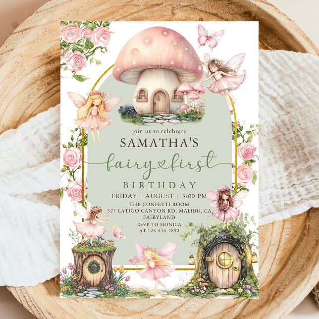 Enchanted Forest Fairy First Birthday Invitation (Créateur téléchargé)