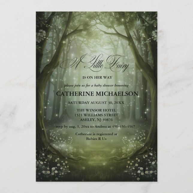 Enchanted Forest Fairy Girl Baby Shower Invitation (Devant)