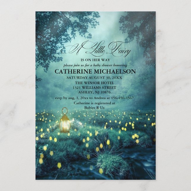 Enchanted Forest Fairy Girl Baby Shower Invitation Einladung (Vorderseite)