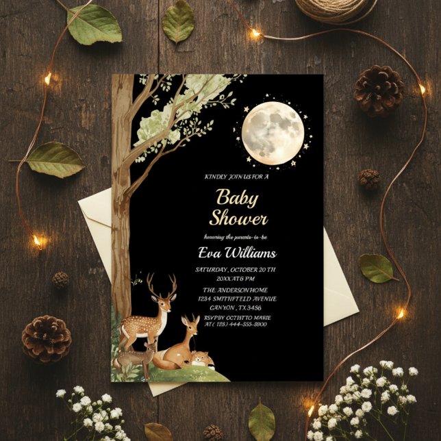 Enchanted Forest Moonlight Deer Baby Shower  Einladung (Von Creator hochgeladen)