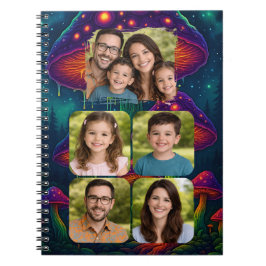 Enchanted Forest Mushroom Family Collage Notizblock