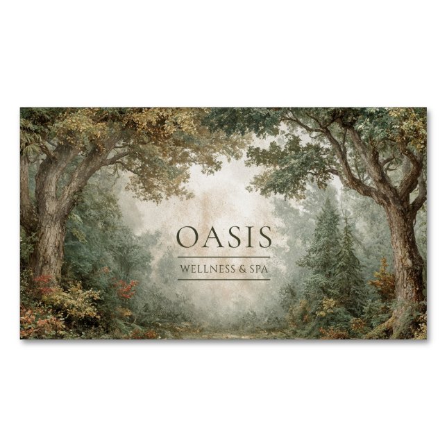 Enchanted Forest Rustic Painterly Landscape Magnetische Visitenkarte (Vorderseite)