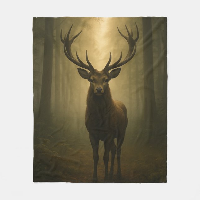 Enchanted Forest Stag – Ethereal Wildlife Art Fleecedecke (Vorderseite)