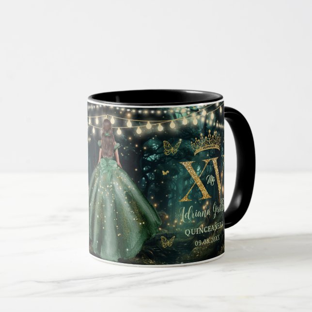 Enchanted Forest Starry XV QUINCEAÑERA Quince 15 Tasse (VorderseiteRechts)
