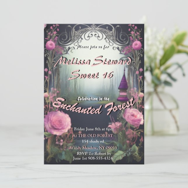 Enchanted Forest Sweet 16 Invitations (Debout devant)