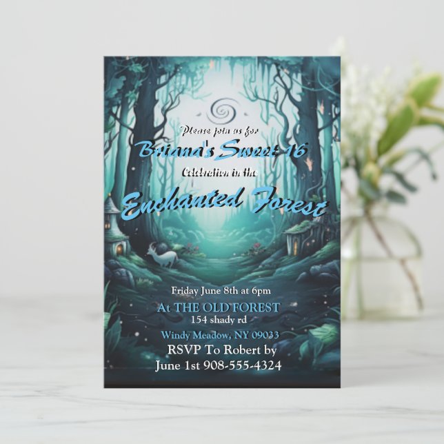 Enchanted Forest Sweet 16 Invitations (Debout devant)