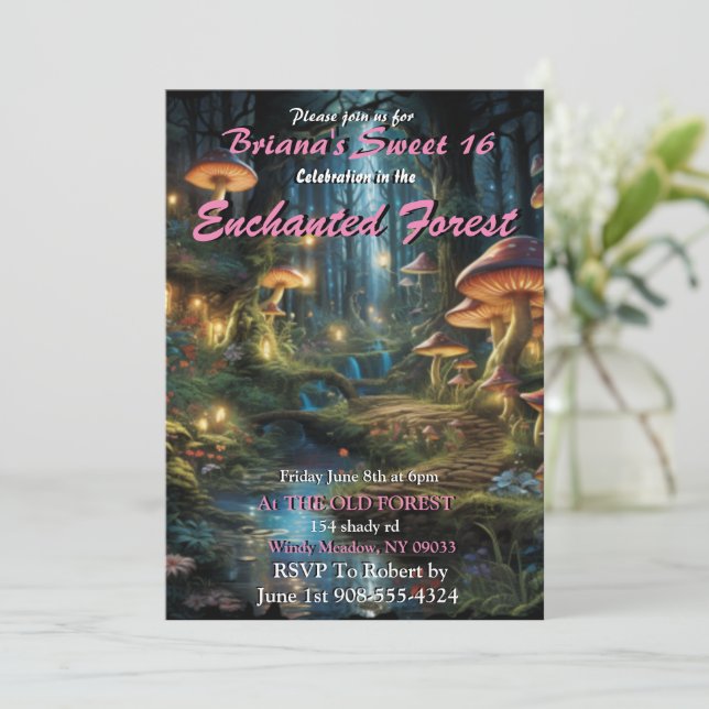 Enchanted Forest Sweet 16 Invitations (Debout devant)