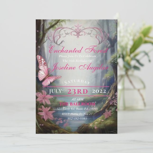 Enchanted Forest Sweet 16 Invitations (Debout devant)