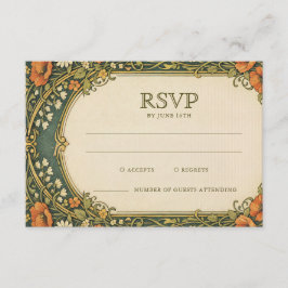 Enchanted Forest Vintage Art Nouveau RSVP Begleitkarte