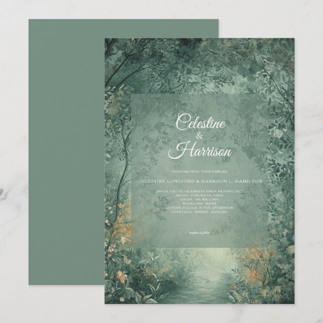 Enchanted Forest Wedding Einladung (Vorne/Hinten)