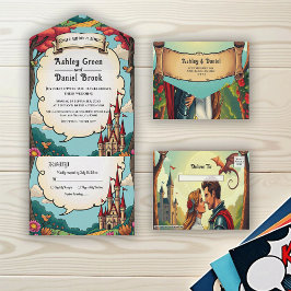 Enchanted Forest Woodland Castle Fairytale Wedding All In One Einladung