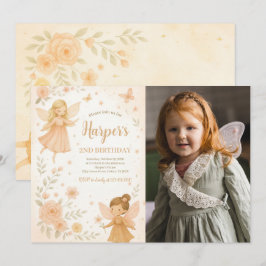 Enchanted Garden Fairy Birthday Foto Einladung