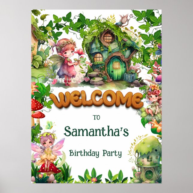 Enchanted Garden Fairy Birthday Welcome Poster (Vorne)