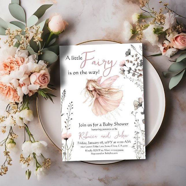 Enchanted Garden Floral Fairy Girl Babydusche Einladung (Von Creator hochgeladen)